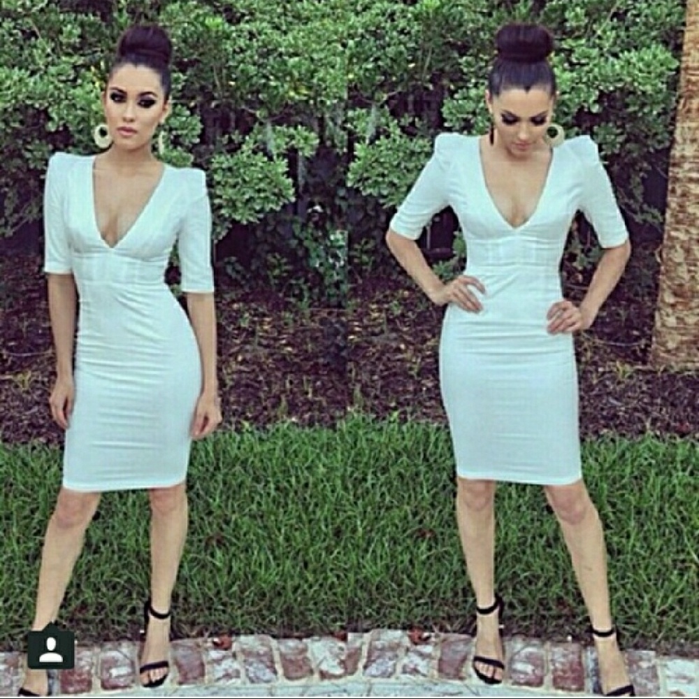 Like new white midi low cut dress